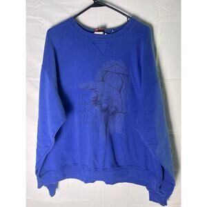 Hanes JESUS Let Him Give You a Hand Blue Crew Neck Sweater Men's Size XL